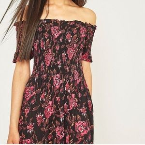 UrbanOutfitters Off-the-Shoulder Floral Midi Dress